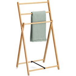 Zeller Handdoeken ophangrek/houder - bamboe hout - 50x42x95 cm - Handdoekrekken