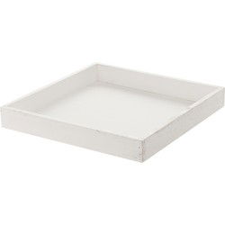 Houten white wash kaarsenplateau onderzet bord/kaarsonderzetter 30 x 30 cm - Kaarsenplateaus