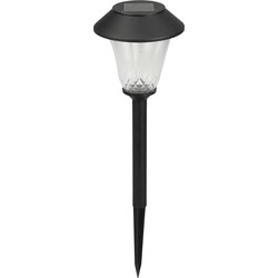 Solar tuinlamp - 1x - zwart - LED Softtone effect - oplaadbaar - D12 x H42 cm - Fakkels