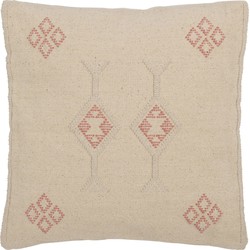 J-line - Kussen Diamanten+pijlen Katoen Creme/roze - 45x15x45cm