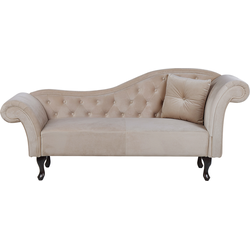 Beliani LATTES - Chaise longue-Beige-Fluweel