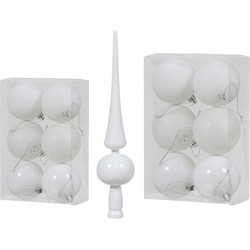 Kerstversiering set kerstballen met piek wit 6 - 8 cm - pakket van 36x stuks - Kerstbal