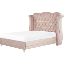 AYETTE  - Tweepersoonsbed - Pastelroze - 160 x 200 cm - Fluweel