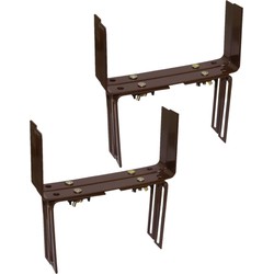 Set van 4 verstelbare metalen balkon/muurbeugels 12 t/m 23,5 cm in de kleur bruin - Plantenbakbeugels