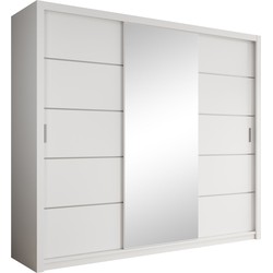 Meubella - Kledingkast Blake - Wit - 250 cm - Met spiegel