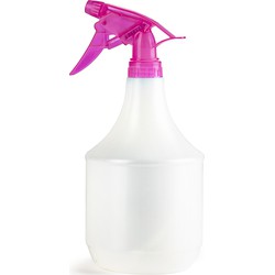 Plantenspuit met een inhoud van 1 liter - wit - roze verstuiver - 25 cm - kunststof - Plantenspuiten