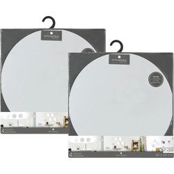 5Five Plak spiegels tegels - 8x stuks - glas - zelfklevend - 30 x 30 cm - rondjes - muur/deur/wand - Spiegels