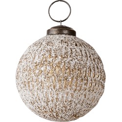 Clayre & Eef Kerstbal  Ø 8 cm Beige Glas Rond Kerstboomversiering