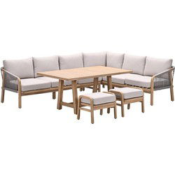 Santos lounge-diningset - 5-dlg.-rechts-acaciahout met white wash-sand