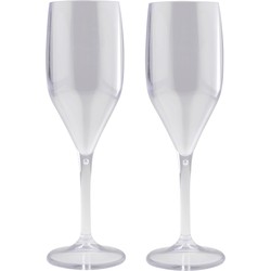 Set van 4x stuks champagneglazen/prosecco flutes transparant 150 ml van onbreekbaar kunststof - Champagneglazen