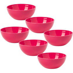 Plasticforte kommetjes/schaaltjes - 6x - kunststof - 12x5 cm - roze - Kommetjes