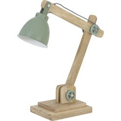 Bureaulamp ELMER - hout naturel + industrieel groen