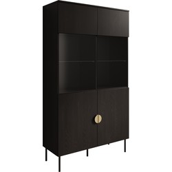 Meubella Vitrinekast Monor - Zwart eiken - 107 cm