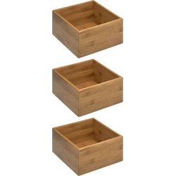 Set van 3x stuks opberg/sorteer/kast/lade verdelers vakjes bamboe hout 18 x 18 x 9.5 cm - Make-up dozen