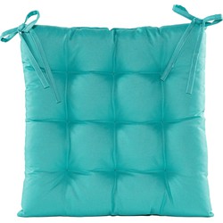 Anna's collection Stoelkussen gewatteerd - turquoise blauw - 38x38 cm - tuinstoelkussens