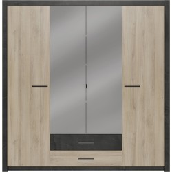Kast met 4 deuren, 2 laden en spiegels L198 x H203 cm - Colorado