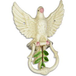 A PAIR OF CAST IRON PIGEON DOOR KNOCKERS