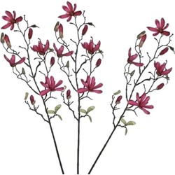 3 stuks Magnolia beverboom kunstbloemen takken 80 cm decoratie - Kunstplanten