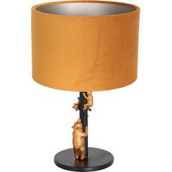 Anne Lighting - tafellamp - Animaux - zwart - metaal velours stof - Ø 20cm - E27 - 8235ZW