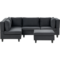 UNSTAD - 4-zitsbank met ottomaan - Zwart - Rechtszijdig -  Polyester