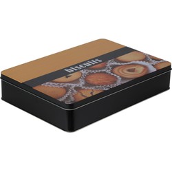 Excellent Houseware Koektrommel - biscuits - metaal - zwart/bruin - 26 x 19 x 5 cm - koekblik - Voorraadblikken