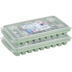 2x stuks Trays met Flessenhals ijsblokjes/ijsklontjes staafjes vormpjes 10 vakjes kunststof mintgroe - IJsblokjesvormen