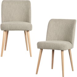 vtwonen Force Eetkamerstoelen - Bouclé - Naturel - Set van 2