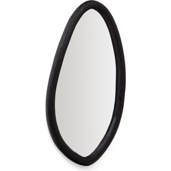 Kave Home - Magrit-spiegel van massief munggurhout met zwarte afwerking Ø 60 x 110 cm