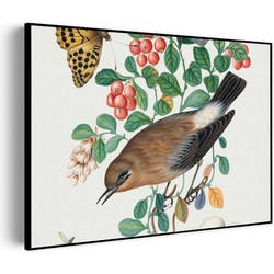Muurwerken Akoestisch Schilderij - Prent Natuur Vogel en Bloemen 05 - Geluidsdempend Wandpaneel - Wanddecoratie - Geluidsisolatie - PRO (AW 0.90) L (100x72)