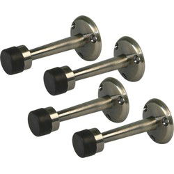 AMIG Deurstopper/deurbuffer - 4x - 75mm - muurbevestiging - antiek messing - Deurstoppers
