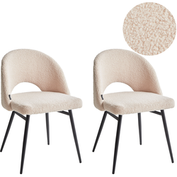 Beliani ONAGA - Eetkamerstoel-Beige-Bouclé