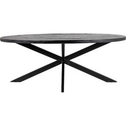 Eettafel Ovaal 240cm - Mangohout Zwart - Matrix-Poot - Mansour