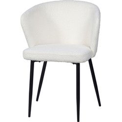 Eetkamerstoel Bouclé - Wit - Stoel Juliette - Set van 2