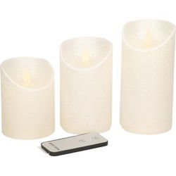 Anna's Collection Stompkaarsen - 3x st - creme/parel wit - LED kaarsen - LED kaarsen
