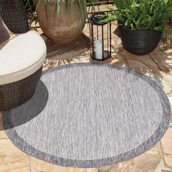 Tapijtenloods Sun In- & Outdoor Vloerkleed Laagpolig Grijs- 200 CM ROND