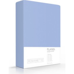 Flanellen Hoeslaken Blauw Romanette-90 x 200 cm