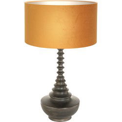 Anne Lighting - tafellamp - Bois - zwart - hout velours stof - Ø 40cm - E27 - 3759ZW