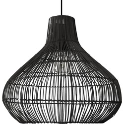 Groenovatie Rotan / Rieten Hanglamp, Handgemaakt, Zwart, ⌀50 cm