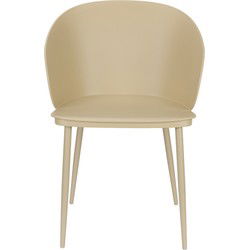 Eetkamerstoel Beige - Staal - Zitdiepte	44cm - 57x54x81cm - Gigi - Set van 2