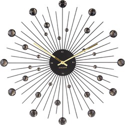 Wandklok Sunburst - Kristal, Zwart - Large - Ø50cm