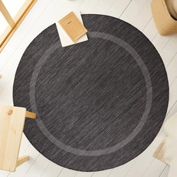 Relax Uni Binnen en Buiten - Rond Vloerkleed - Indoor & Outdoor - Laagpolig Effen - Zwart- 120 CM ROND