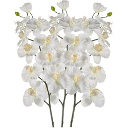 3x Phalaenopsis kunst tak 100 cm wit - Kunstbloemen