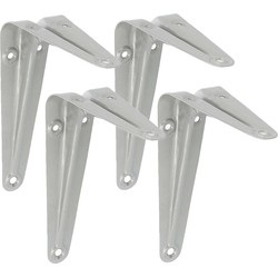 AMIG Plankdrager/planksteun van metaal - 4x - gelakt zilver - 100 x 125 mm - Plankdragers