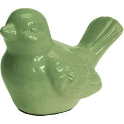Tuinbeeldje - vogel - groen - porselein - L12 x B7 x H9 cm - Tuinbeelden