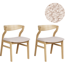 YUBA - Eetkamerstoel set van 2 - Lichtbruin/Lichtbeige - Fluweel