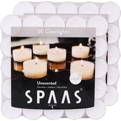 Spaas theelichtjes/waxinelichtjes - 100x - wit - 4,5 branduren - Waxinelichtjes