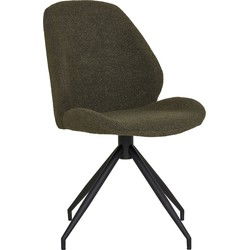Eetkamerstoel Groen Bouclé - Draaibaar - 60x50x88cm - Monte Carlo - Set van 2