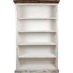 Clayre & Eef Boekenkast 120x36x195 cm Wit Hout Kast