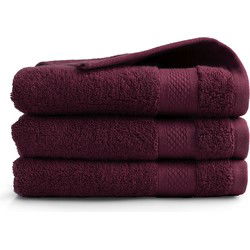 DoubleDry Hotel Badhanddoeken 70 x 140 cm – Set van 3 – 100% Katoen 500 g/m2 – Zacht & Absorberend -  Bordeaux Rood