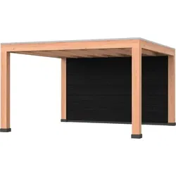 Douglas overkapping, 400 x 400, met zwarte achterwand, Westwood Modern